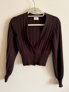 Aritzia Wilfred Plunge Front Cardigan Brown XS